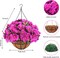 Artificial Hanging Azalea Flowers with Coconut Basket, Silk Faux Hanging Plants for Outdoor Indoor Decor, UV Resistant Fake Flowers for Porch Patio Garden Yard Home Decoration, Fuchsia